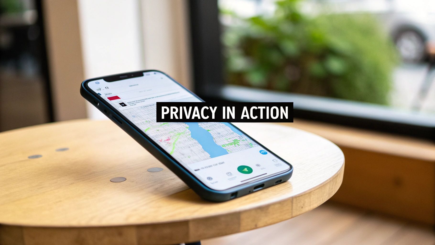 Smartphone showing a map app built with Privacy by Design — a data-minimized user experience in action